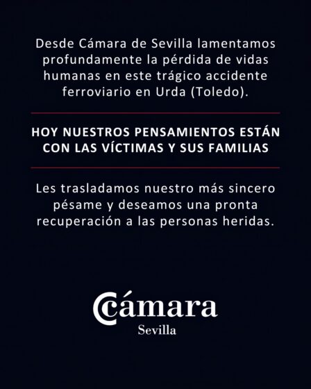 La Cámara lamenta la pérdida de vidas humanas en el trágico accidente ferroviario en Urda (Toledo)